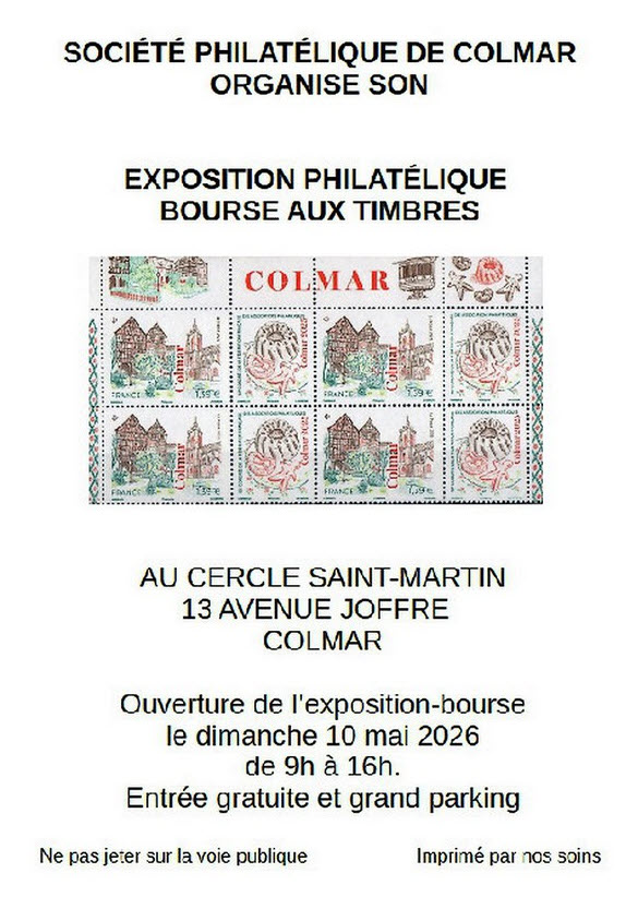 FLYER Societe Philatelique Colmar 10 Mai 2026