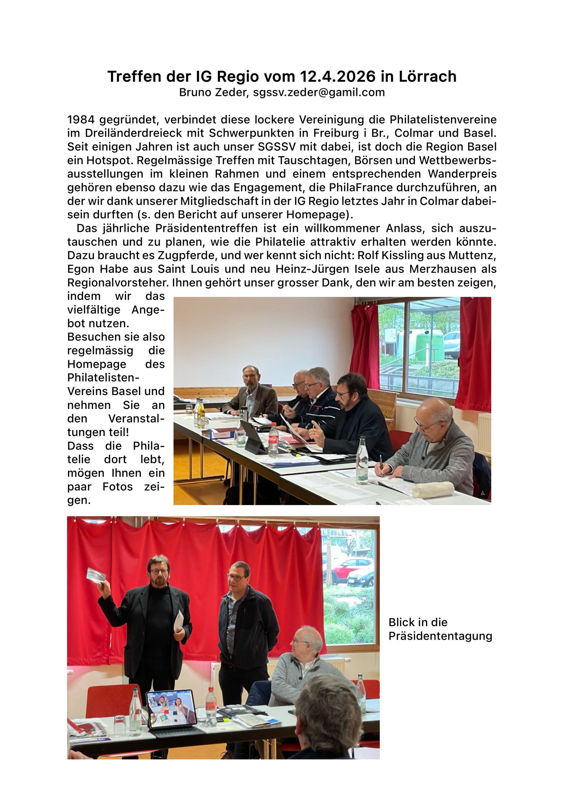 Vereinsnachrichten 8 Treffen der IG Regio vom 12 April 2026