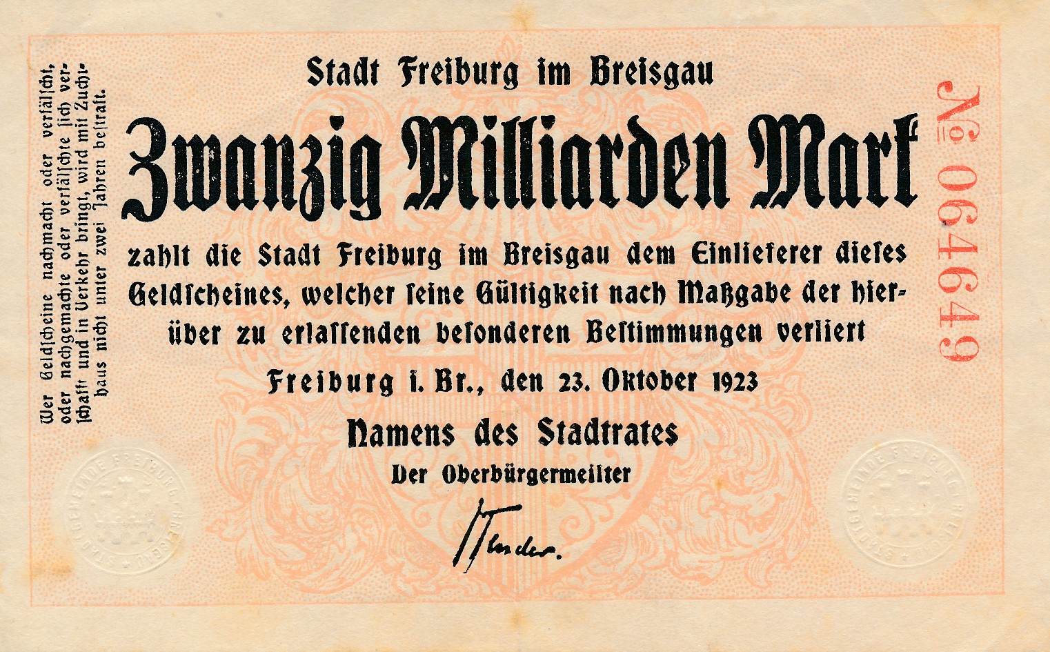 Mitglied werden 2 Freiburg 20 Milliarden 1923